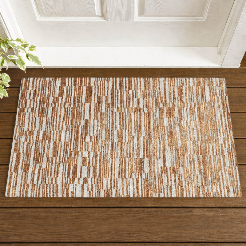 Machine Washable Indoor/Outdoor Chantille ACN2907 Striped Rug, 1'8" x 2'6", Paprika