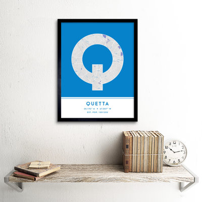 Quetta Pakistan City Map Blue - Single Picture Frame Typography
