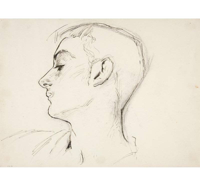 «Head of a Young Man In Profile» par John Singer Sargent - Art mural sur toile tendue avec châssis