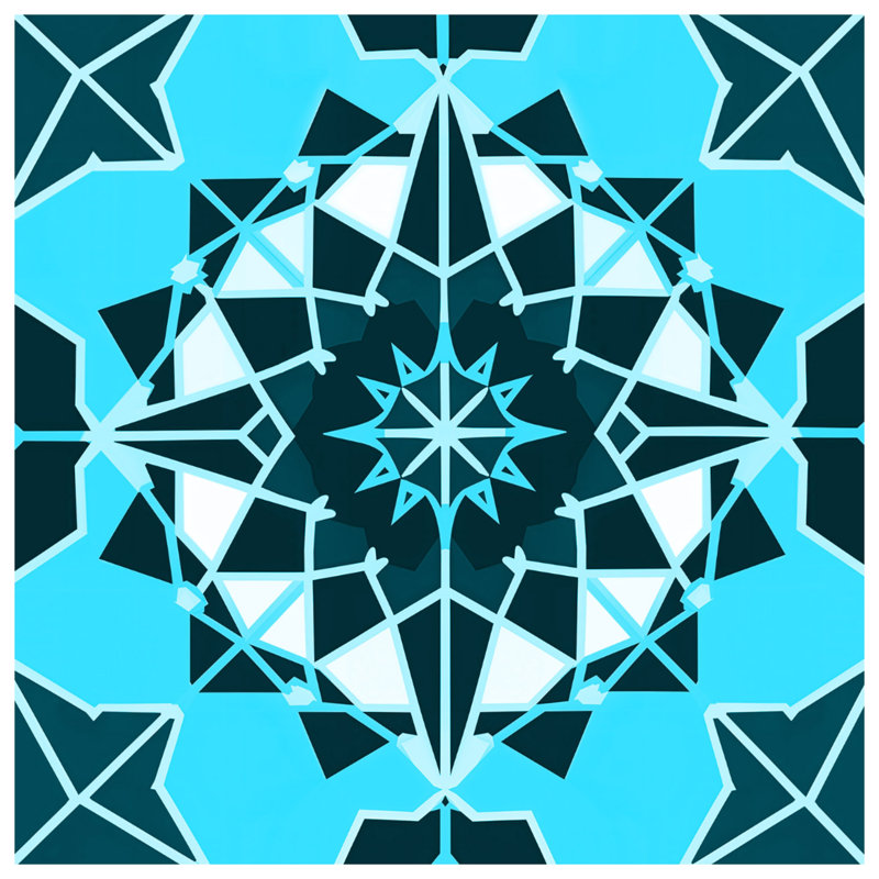 Tapisserie murale mandala géométrique bleue - Mandala, H 50 po x l 60 po avec 4 œillets