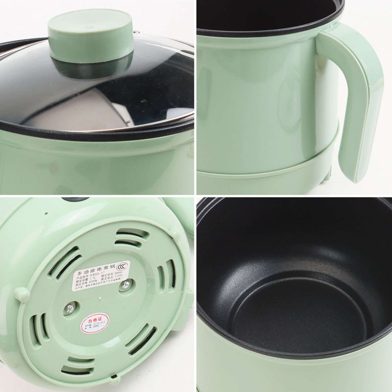 Electric Hot Pot 1.7L Non-stick Ramen Cooker Dual Power Control Multifunctional Lazy Pot, White