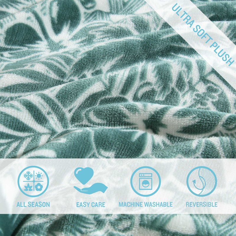Lanikai Fronds Blanket, King, Blue/White