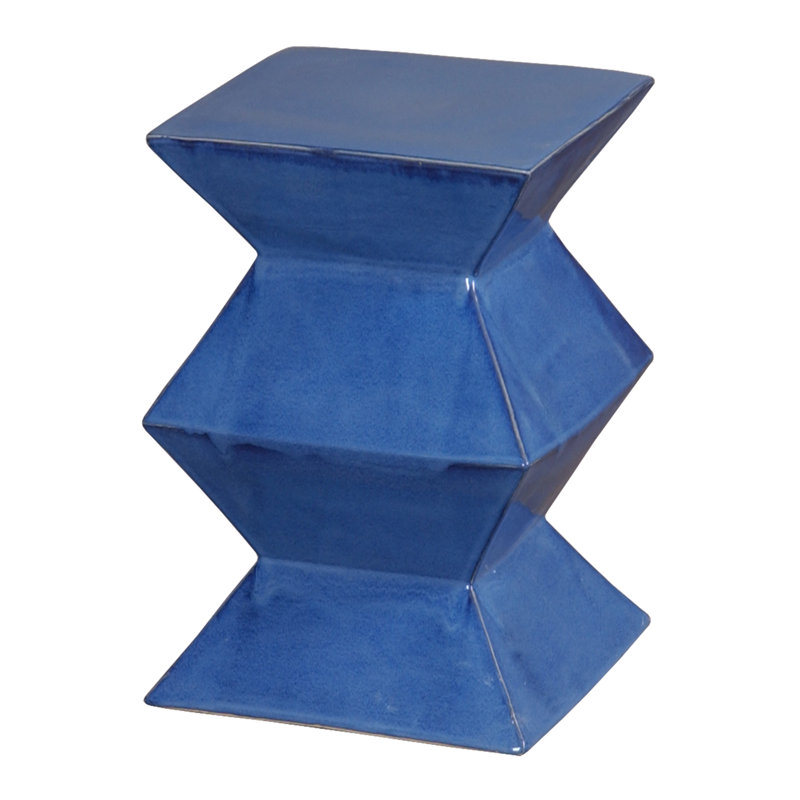 Bayviewpark Ceramic Accent Stool, Blue