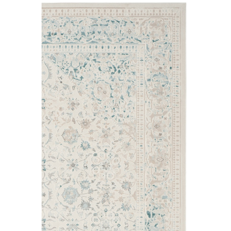 Tapis oriental turquoise / ivoire Alston, Rectangle 9 pi x 12 pi
