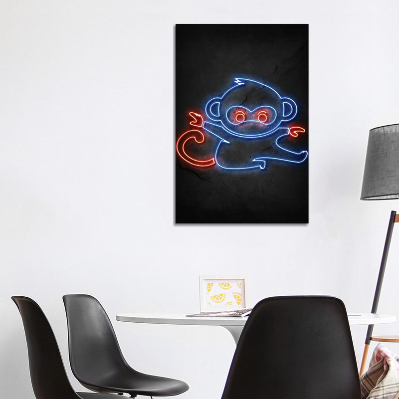 Monkey Ninja Neon by Durro Art - Wrapped Canvas Print, 101.6 cm H x 66.04 cm W x 3.175 cm D