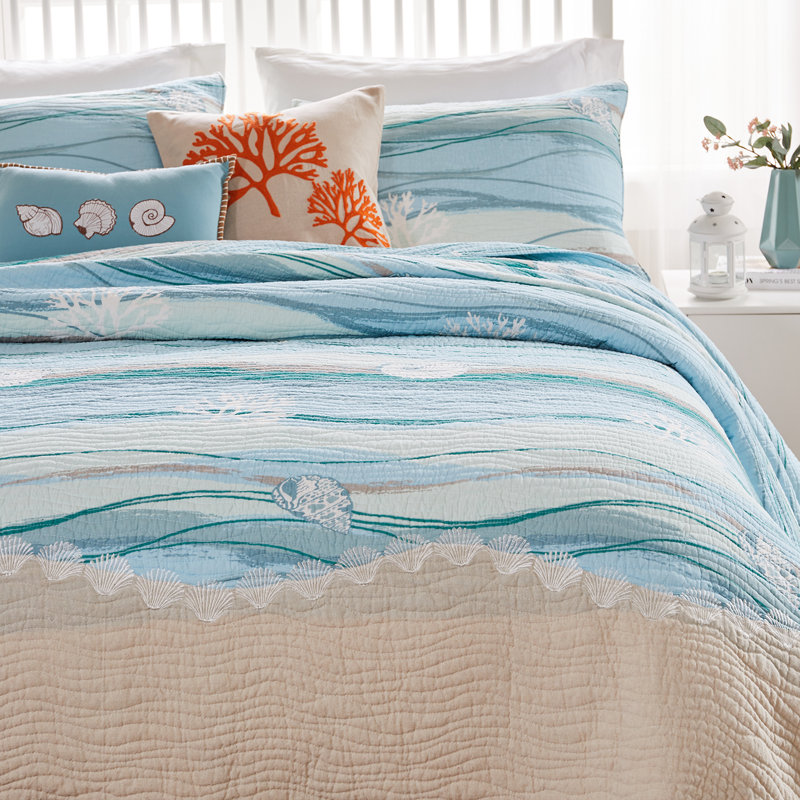 Greenland Home Fashions Maui Multi 3-Piece King Size Quilt Set 105x95 + 20x36 (2), King Quilt + 2 King Shams