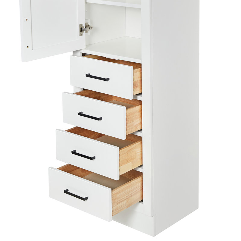 Tidworth Solid Wood Linen Cabinet, Pre-assembled, 65"H x 20"W, White