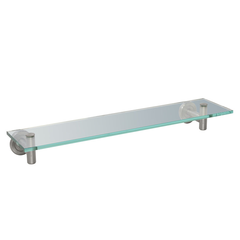Wall Mounted Glass Shelf | 8 mm Thick Tempered Glass Shelf, Satin Nickel