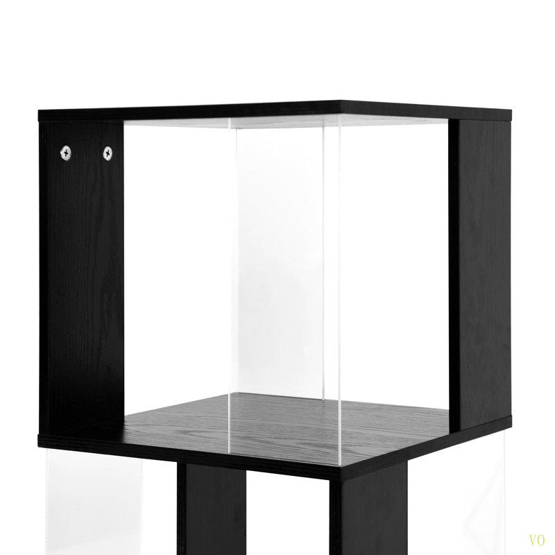 Bibliothèque rotative à 5 niveaux, bibliothèque simple avec plaque en acrylique, Noir