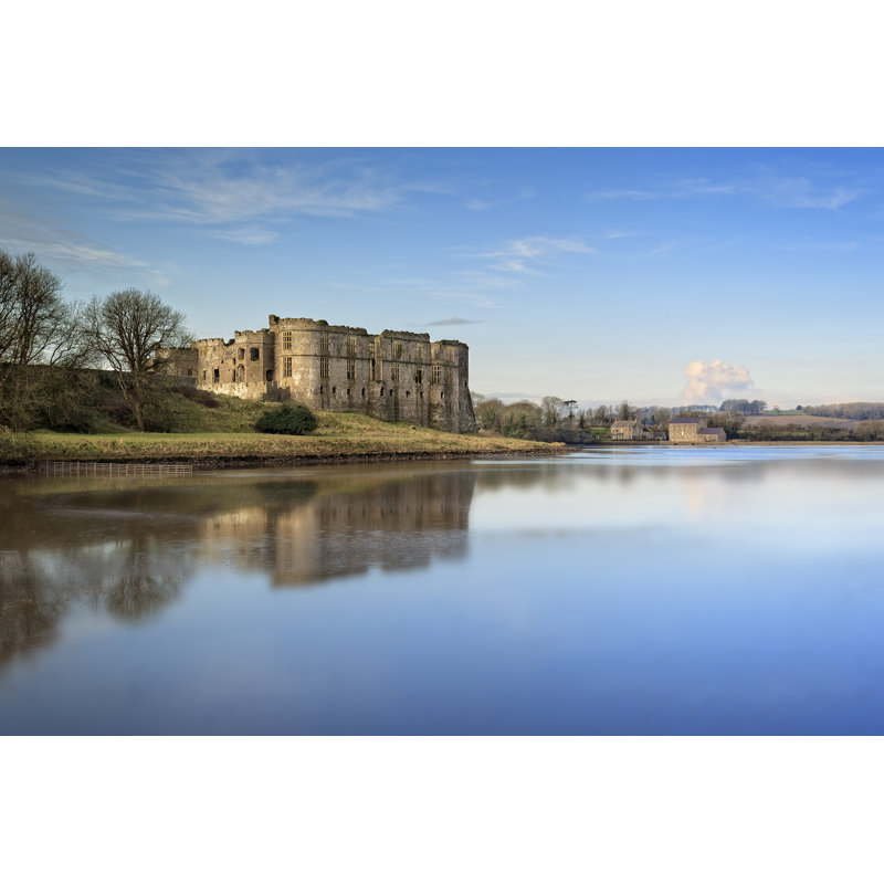 Carew Castle Reflection - Wrapped Canvas Print, 30cm H x 46cm W x 3.8cm D