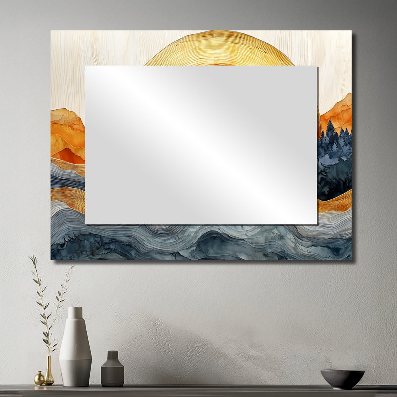 Sunrise Tree In Forest Landscape I - Landscapes Mirror Wall Art - Printed On Metal, 30" x 40"