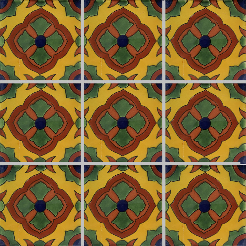 4.2" x 4.2" 9pcs TalaMex Marsala Mexican Clay Tile Handmade Talavera Backsplash Mosaic