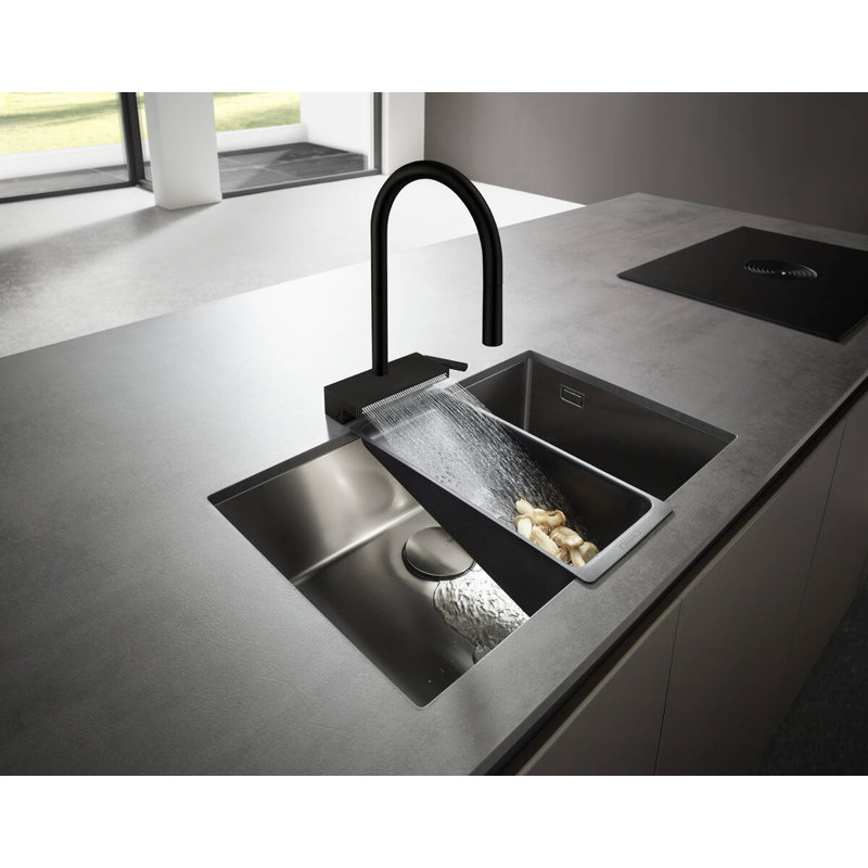 Robinet de cuisine à 3 jets avec bec rétractable Aquno Select, 1,75 po, Noir mat