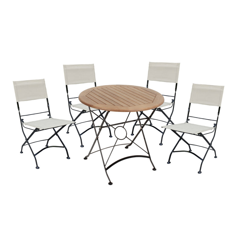 Breaghannon 4 - Person Eucalyptus Solid Wood Patio Dining Set Circular Table