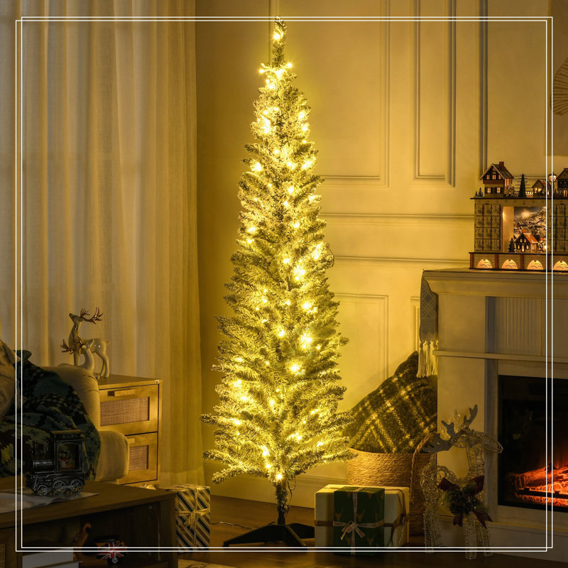 Sapin de Noël artificiel mince 6 pi de hauteur pré-éclairé, 5.9' H