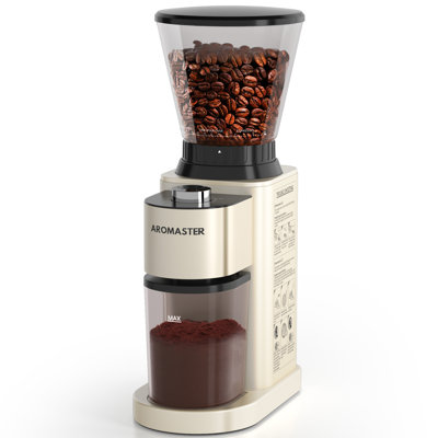Aromaster burr coffee grinder, stainless steel coffee bean grinder, 24 grinding settings, espresso/drip/pour/cold coffee/French publishing house