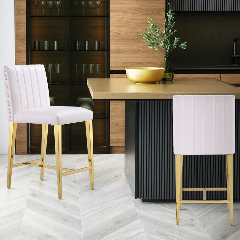 Eriseld Upholstered Counter Stool with Metal Frame