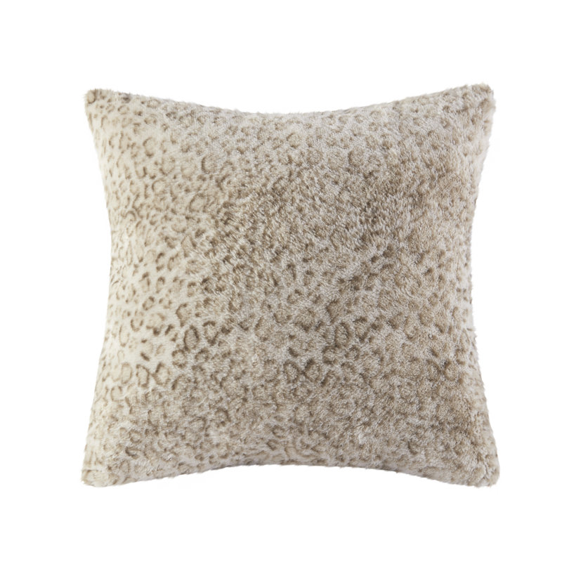 Marselle Leopard Faux Fur 20" x 20" Square Throw Pillow