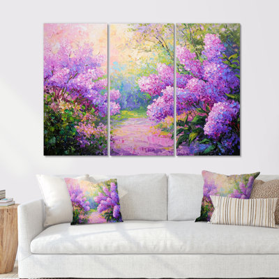 Lilacs jardins dans la campagne française V - ensemble de reproductions d'art mural lilas