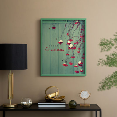 Berry Christmas Framed Print - Solid Wood