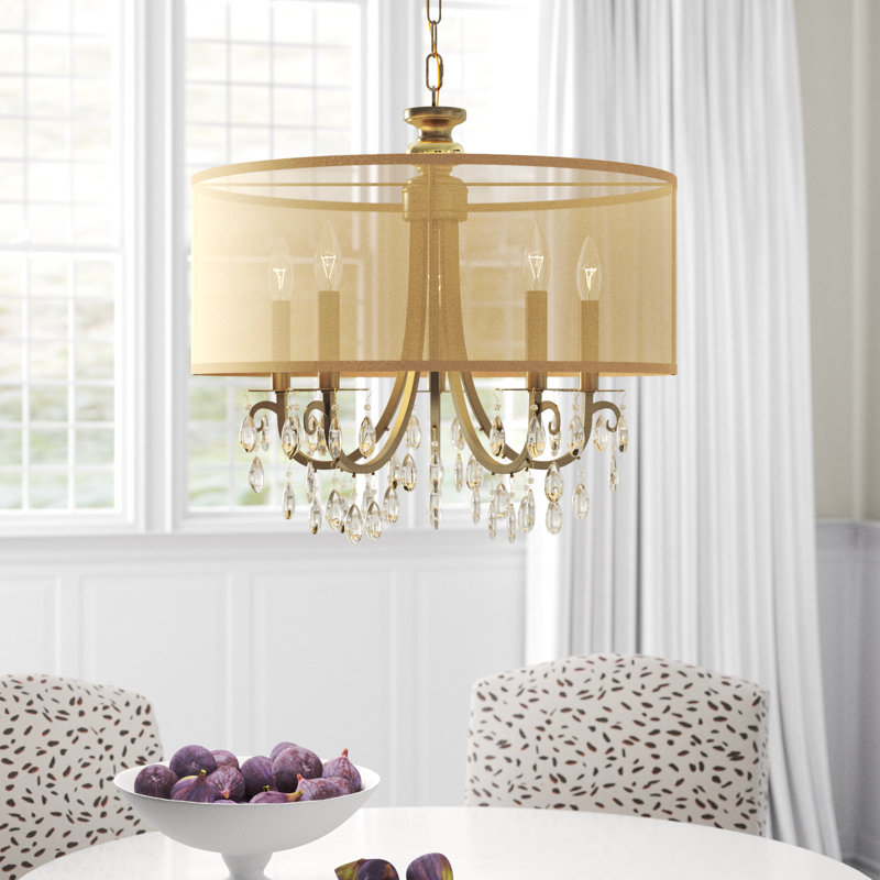 Walser 5 - Light Dimmable Drum Chandelier, Antique Brass