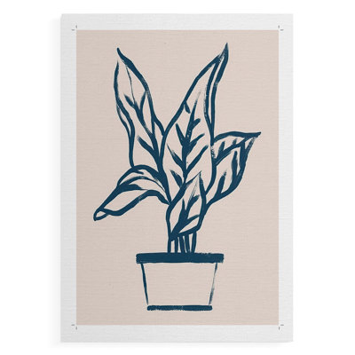 Navy Plant Sketches II -Canvas Print Only - NOT FRAMED