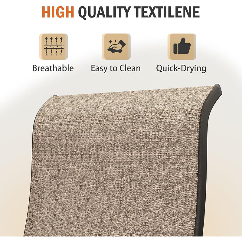 Ensemble de 4 chaises de patio pivotantes pour l'extérieur, avec structure en métal noir Textilene pour toutes les saisons, brun