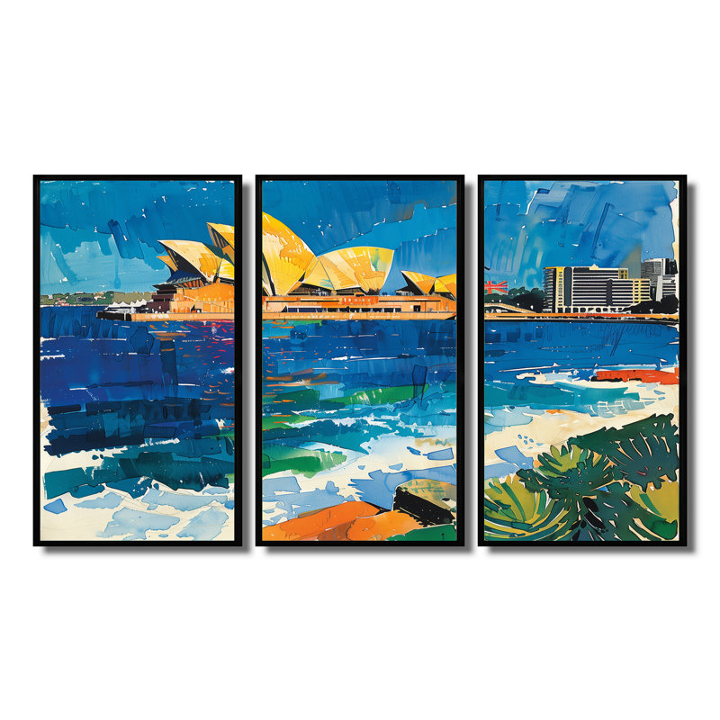 Ensemble de décoration murale Pop Art, Sydney, Opéra de Sydney, Australie, H 28 po x l 36 po x P 1 po 