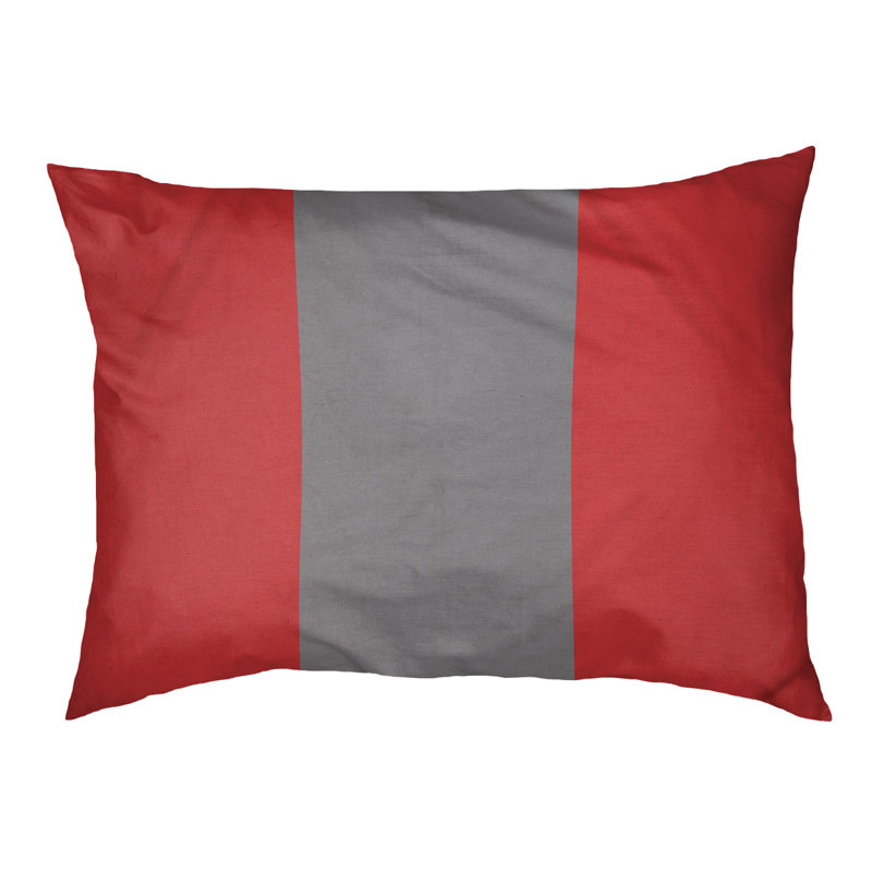Coussin rectangulaire designer Tampa Bay, Grand (L 40 po x l 50 po), Rouge / gris mat