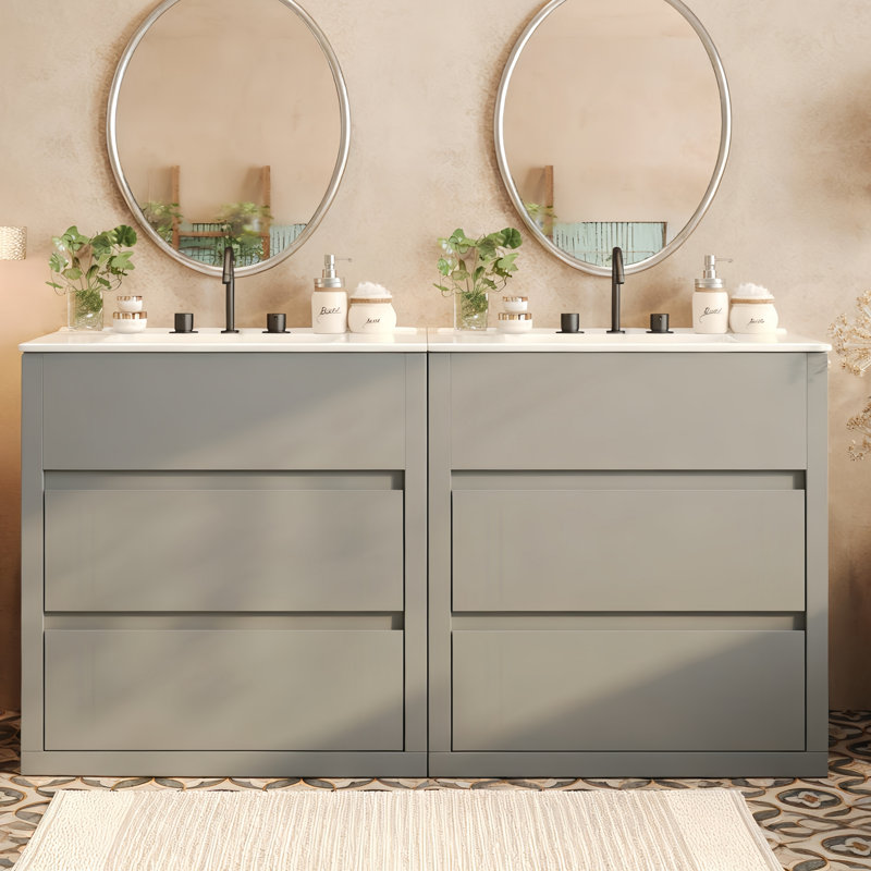 Double Sinks Bathroom Vanity Set, Gray