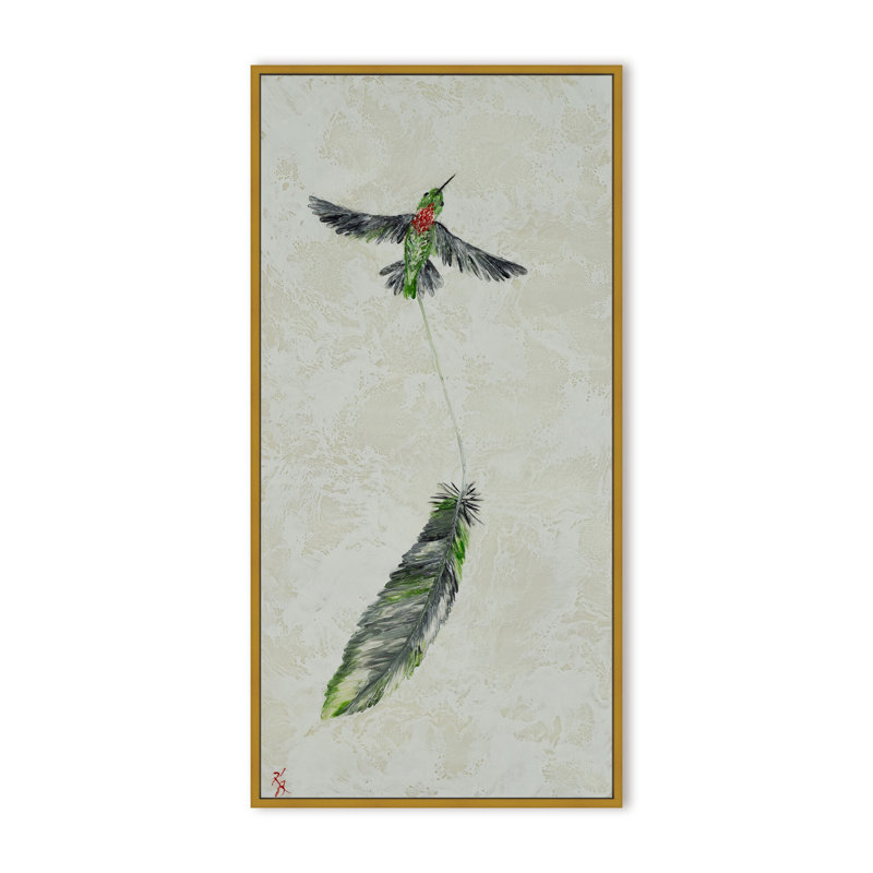 Nature Inspired "Vivid Flutter" Canvas Wall Art By , 24" H x 12" W, Framed Matted Print, Beige