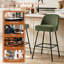 Fabric Upholstered Bar Stools with Spring and Footrest-353470325