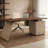 Nut-brown+Beige Rectangular Manufactured Wood with 3 drawers desk-924463786-924463787
