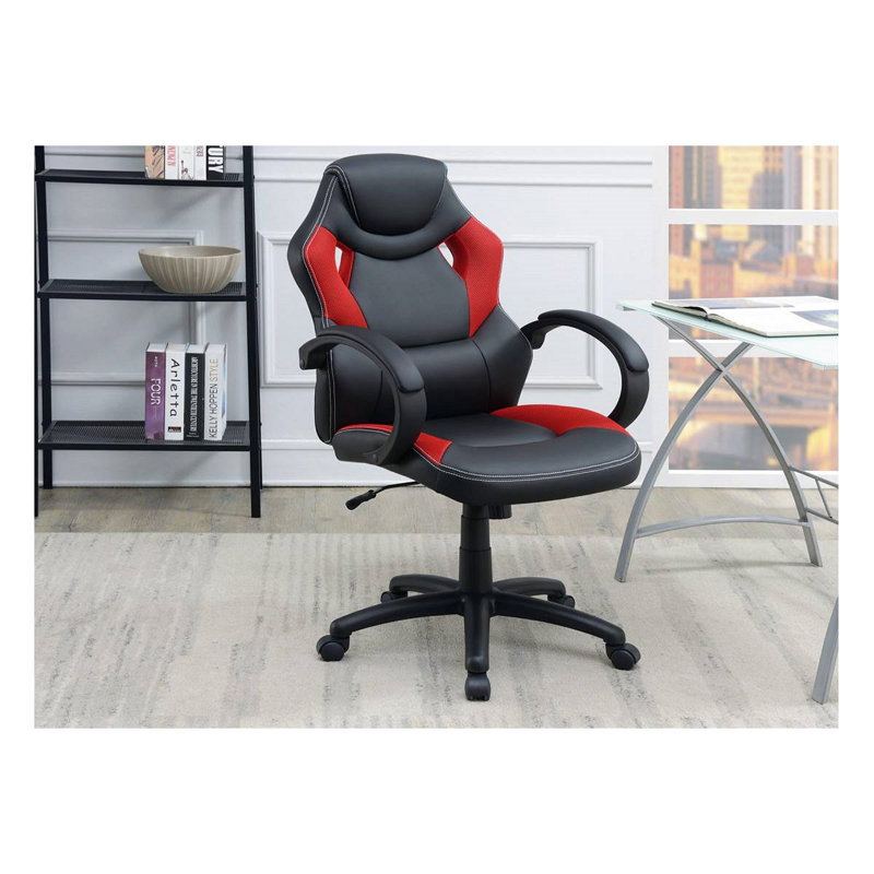 Chaise de bureau rembourrée 1pc, Noir / Rouge