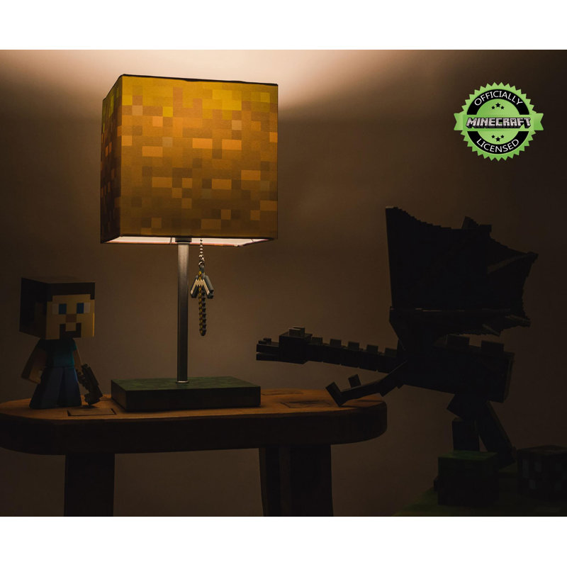 Lampe de bureau en bloc Minecraft avec extracteur en 3D pioche | 14 pouces de hauteur