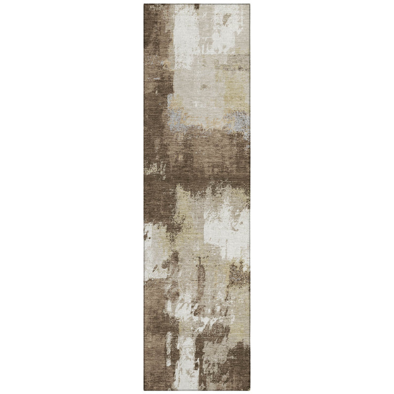 Machine Washable Indoor/Outdoor Chantille ACN2913 Modern Rug, 2'3" x 7'6" Runner, Chocolate