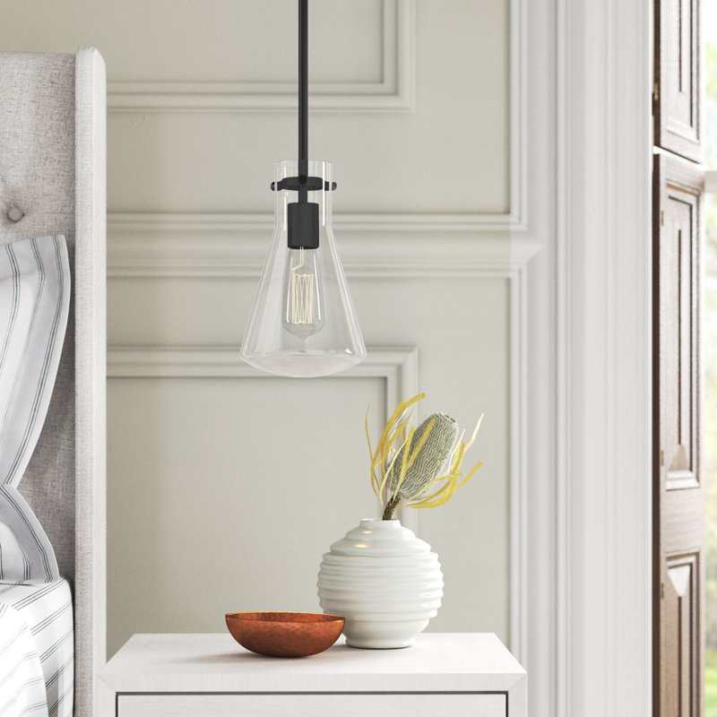 Renata 1 - Light Single Cone Pendant in Black, Black