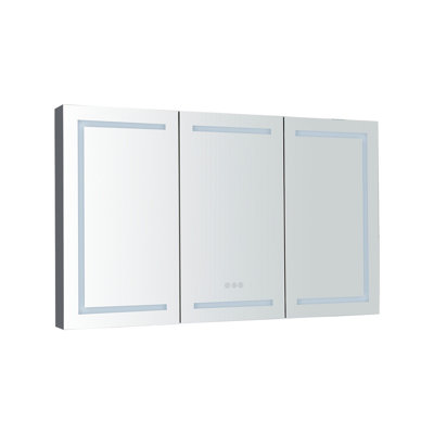Armoire à pharmacie 60 po x 36 po à DEL avec miroir, douilles et tablettes en verre réglables, à intensité variable, antibuée