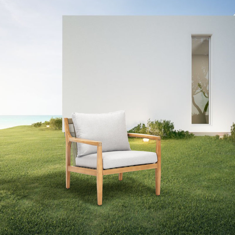 Fauteuil club en bois d'acacia massif Zaryna