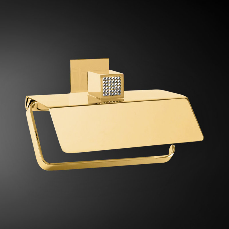 Swarovski Skip Diamond Roll Holder with Cover, Polished Gold