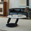 Tables basses rondes imbriquées - Plateau en faux marbre blanc et noir avec structure en métal noir robuste, ensemble de tables basses de salon peu encombrantes pour le côté canapé, appartement et décoration intérieure