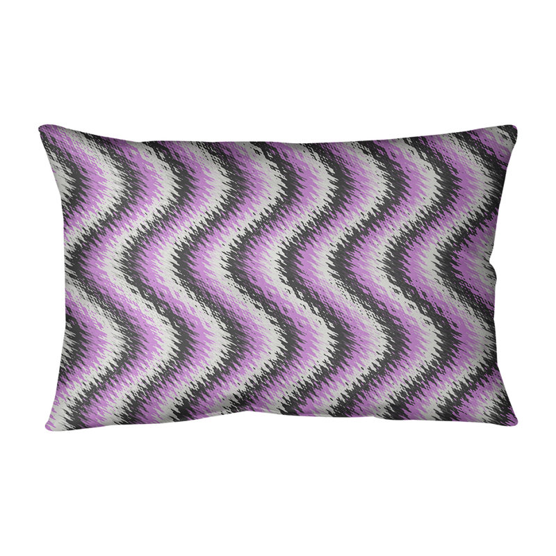 Coussin lombaire rayé intérieur / extérieur Katelyn Elizabeth, Noir/mauve