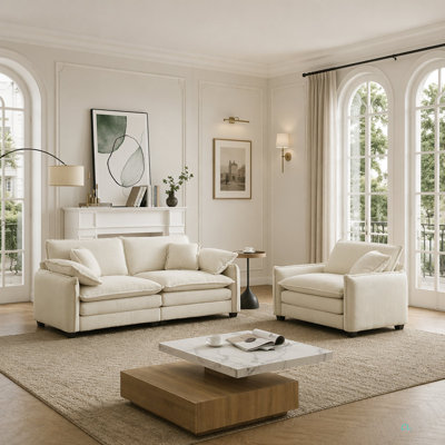 Modern Living Room Sofa Two Pieces Set, Suitable For Living Room And Small Apartment , 2 Pieces Sofa Set Consists Of A Single Seat Sofa And A 2-Seater Sofas Corduroy