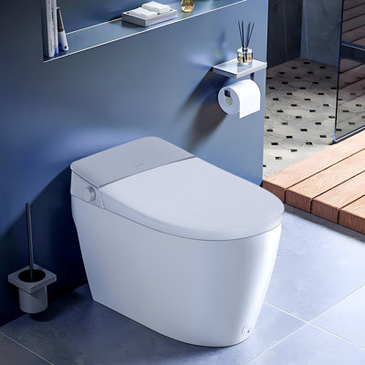 Smart Toilet with Heated Seat, Night Light, Auto Flush & Remote Control Foot Sensor Operation, Comfortable Chair Height ,Auto Open & Close Lid