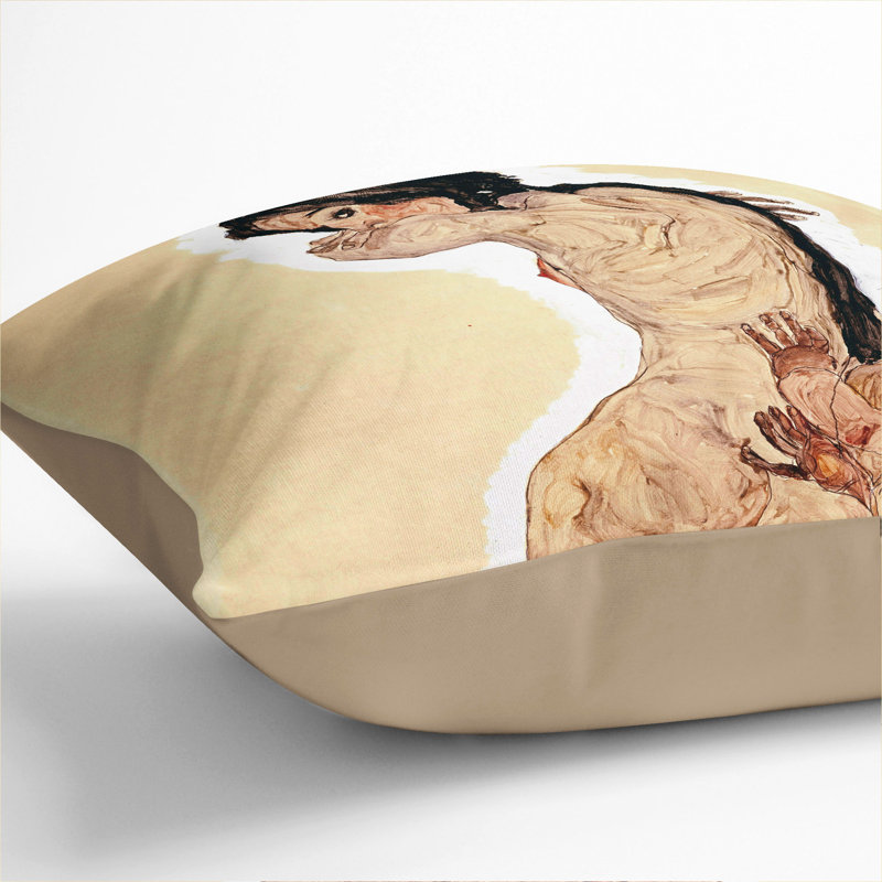 Nude Woman Square Throw Cushion, Stone, 40cm H x 40cm W x 15cm D