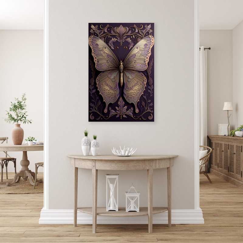 Lavande et papillon, impression sur toile tendue, H 20 po x L 16 po x l 1,25 po