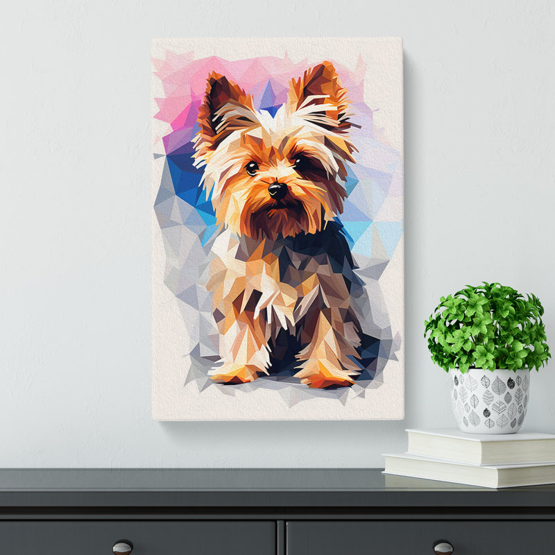 Yorkshire Terrier Geometric - Wrapped Canvas, 50cm H x 35cm W x 3cm D