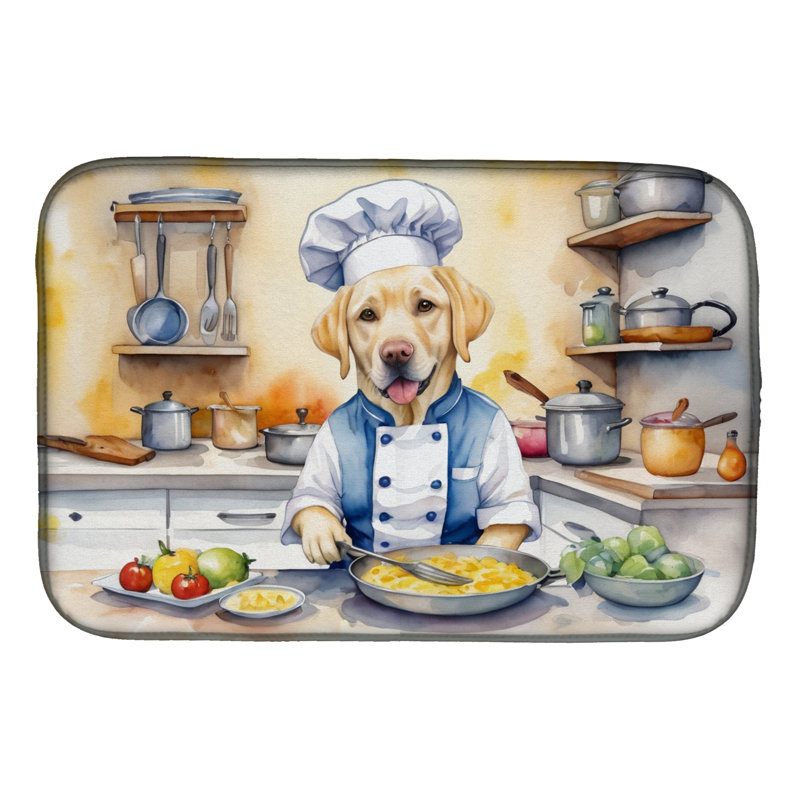 Yellow Labrador Retriever The Chef Dish Drying Mat
