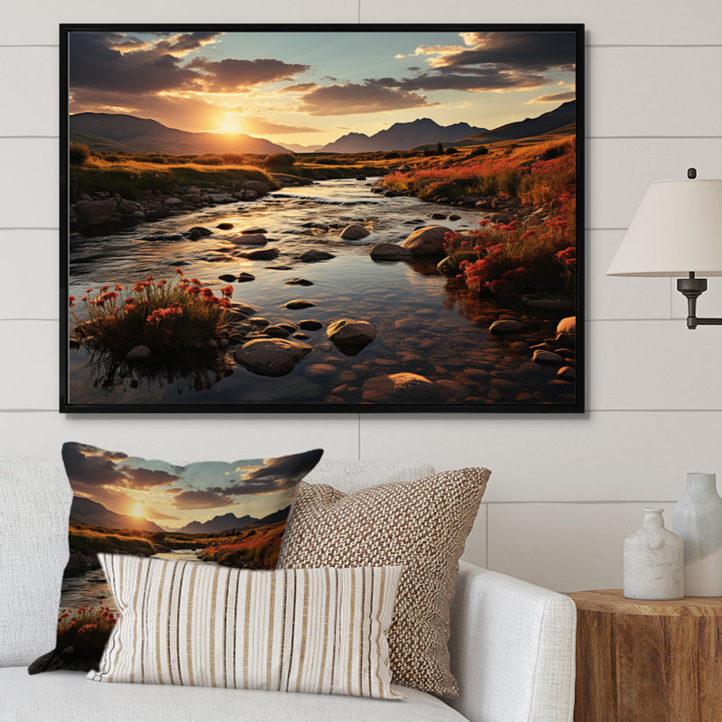 Bellmont Brown Montana Landscape, reproduction d'art sur toile, H 30 po x l 40 po x P 1,5 po, Cadre flottant noir