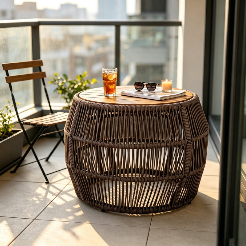 Table d'appoint extérieur, Marron foncé